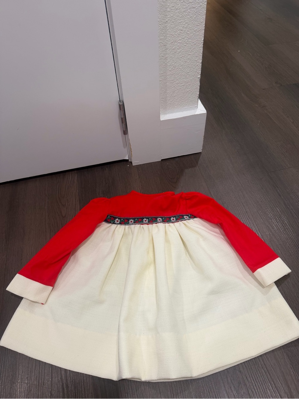 Vintage Nannette Red and Cream Girls Long Sleeve Holiday Dress